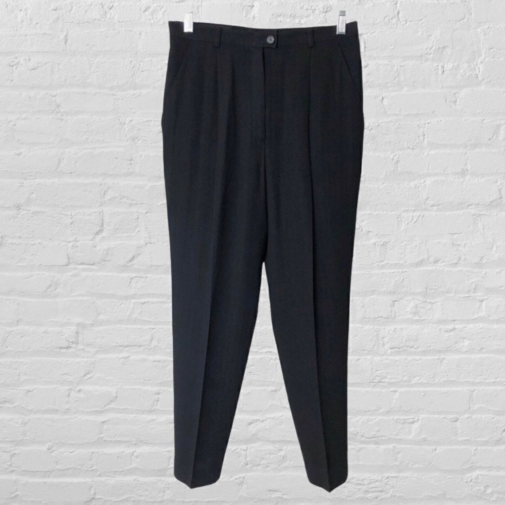 Escada by Margaretha Ley Black Wool Herringbone Pants
